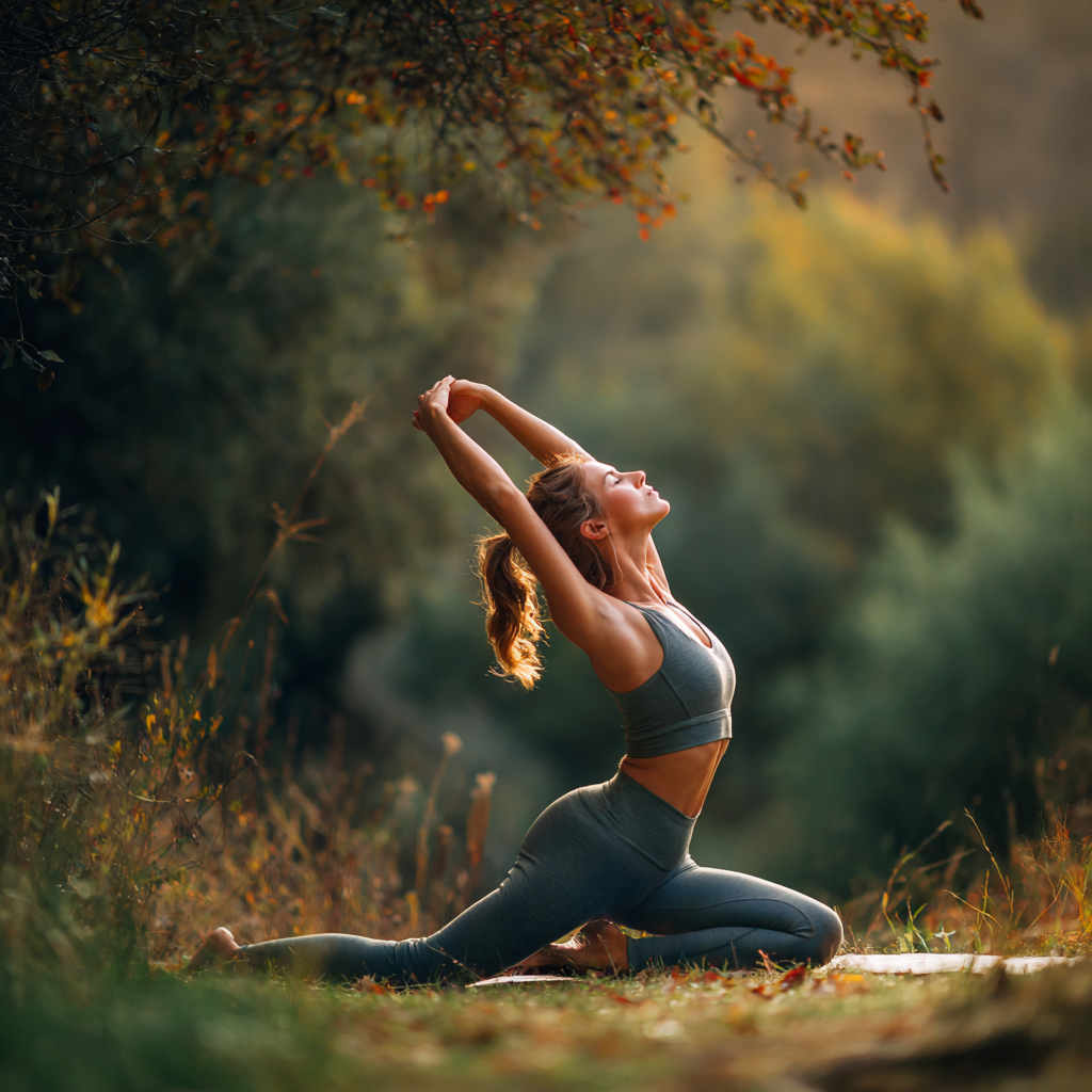 Чоловік старшого віку практикує дихальні вправи в приміщенні